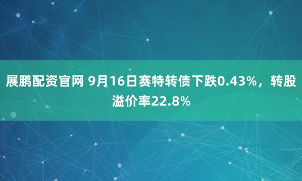 展鹏配资官网 9月16日赛特转债下跌0.43%，转股溢价率22.8%