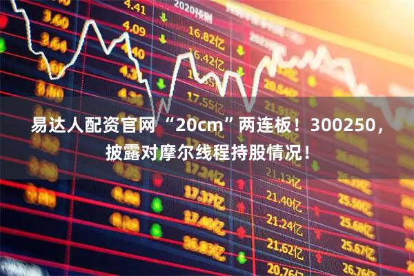易达人配资官网 “20cm”两连板！300250，披露对摩尔线程持股情况！